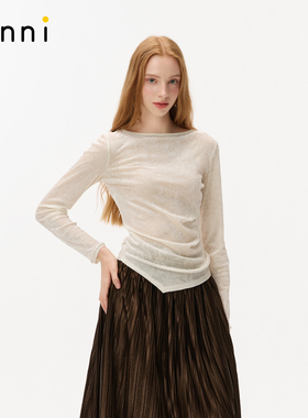 tanni25秋冬新款浪漫极简风显瘦轻薄长袖上衣打底衫女TO31BL015A