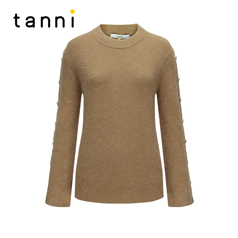tanni简约通勤短款喇叭袖针织衫