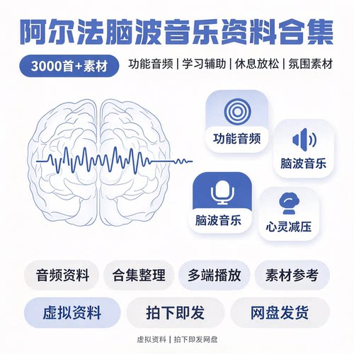 阿尔法脑波音乐合集3000首学习减压放松功能音频电子资料