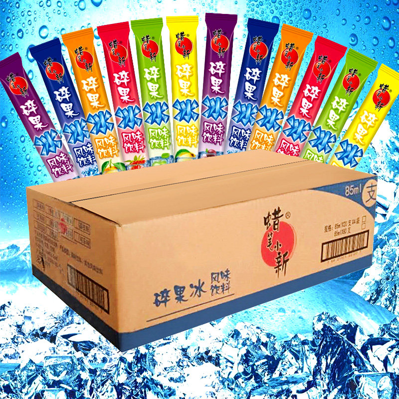 蜡笔小新碎果冰碎冰冰棒棒冰整箱85ml*80支 儿童吸吸冰果冻