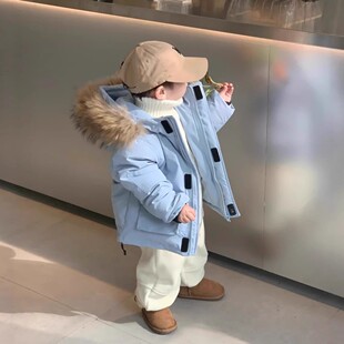 男童高充绒量羽绒服外套2025新款小儿童加厚派克冬季防寒宝宝婴儿