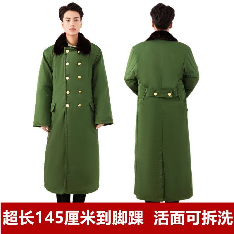超长款军棉大衣男冬季加厚冷冻库专用东北防寒服劳保棉衣加绒绿色