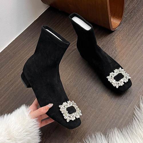 粗跟短靴女2025新款秋冬季简约