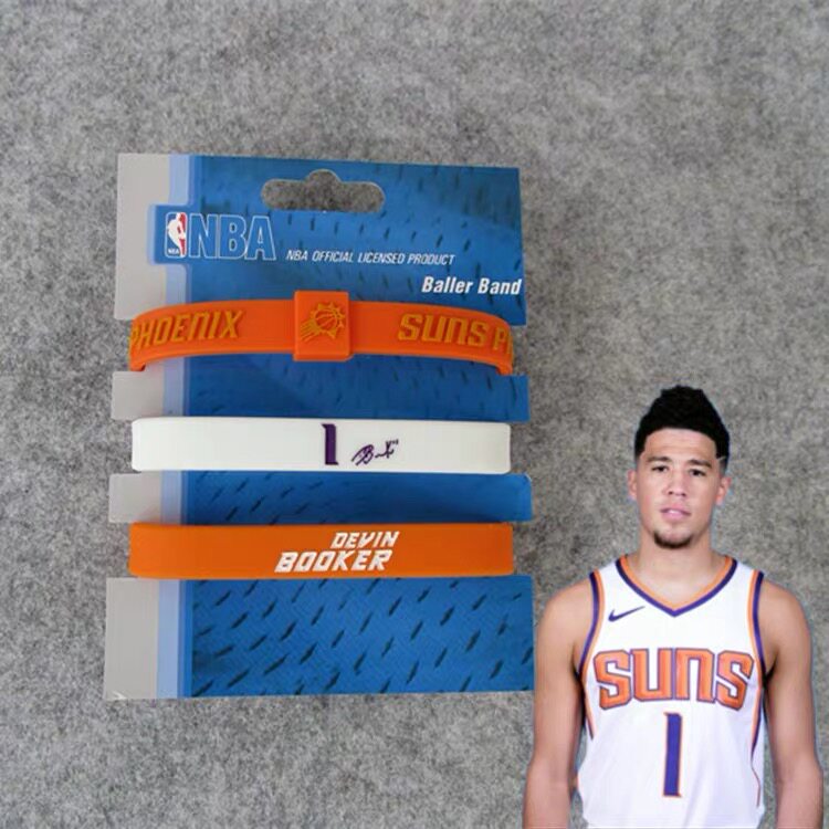 篮球球星太阳队德文.布克珍藏签名夜光手环硅胶运动腕带球迷nba