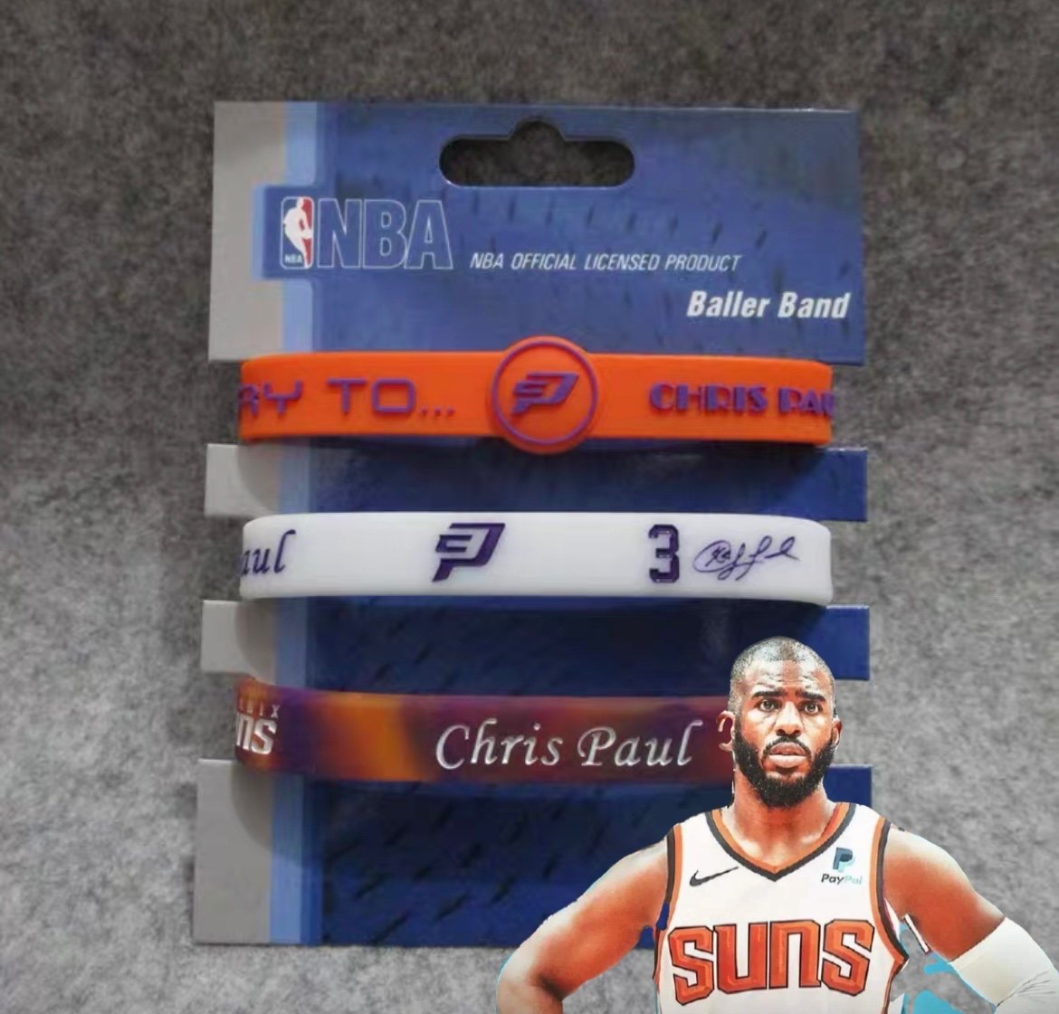 太阳队3号篮球星克里斯保罗签名夜光nba运动手环硅胶腕带荧光男女
