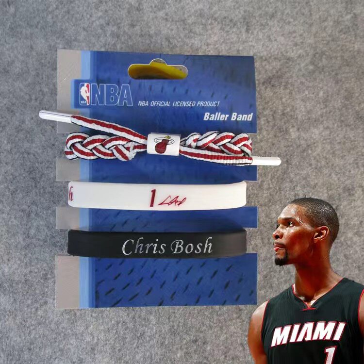 热火队1号克里斯·波什chris bosh签名夜光运动手环 硅胶腕带球迷