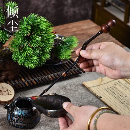 新款小葫芦茶拨 真自然生长葫芦 可盘玩 紫竹茶拨 绕枝意境拨茶叶