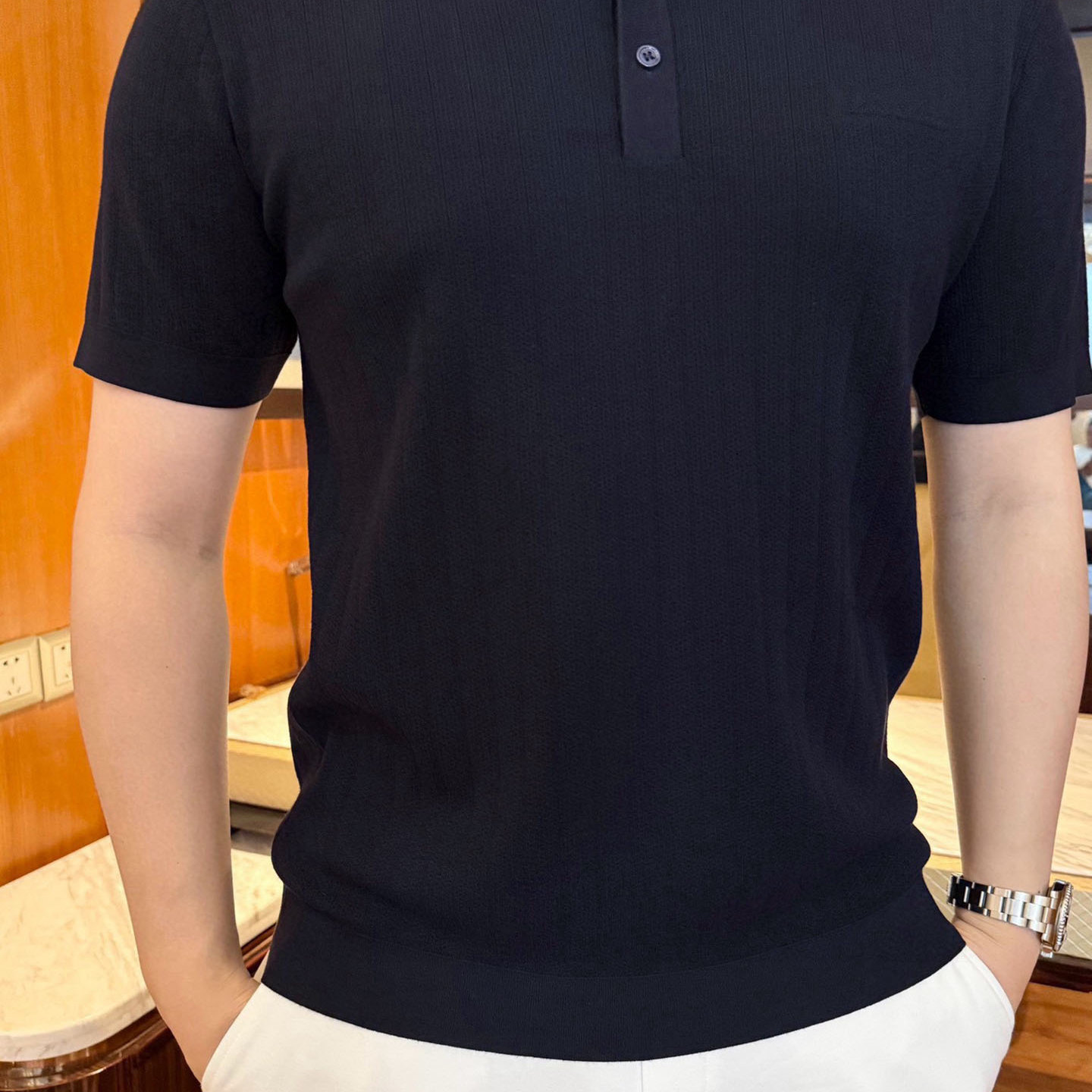 套头羊毛蚕丝翻领修身针织衫包邮