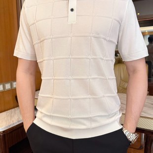 简约男士 新款 舒适净色提花体恤衫 2025夏季 修身 翻领短袖 时尚 Polo衫