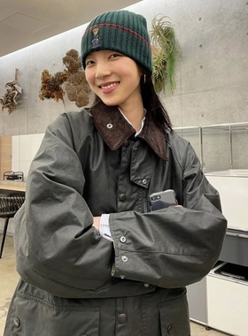 Rosatown｜Barb*ur无蜡夹克 军绿色工装外套 复古灯芯绒领 格纹