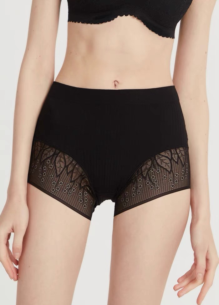 Rosatown｜蕾丝高腰提臀大弹力内裤轻薄透气女士桑蚕丝档夏季