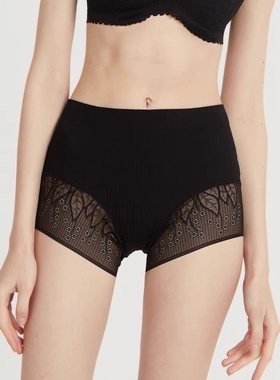 Rosatown｜蕾丝高腰提臀大弹力内裤轻薄透气女士桑蚕丝档夏季