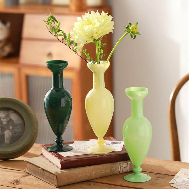 轻奢复古法式奶油风高脚中古单支插花水培绿植玻璃花瓶民宿酒店,家居饰品,花瓶,淘宝优惠券,粉丝福利购,淘宝优惠卷