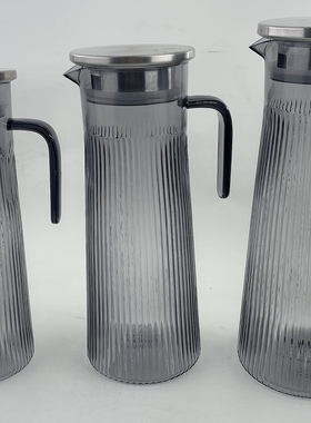 亚克力烟灰色不锈钢盖条纹塑料扎壶开水壶果汁壶冷水壶