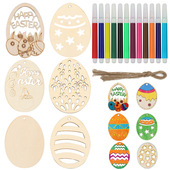 复活节彩蛋diy儿童手工绘画白胚木质兔子彩蛋幼儿园节日派对装 饰