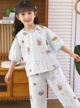 女宝宝可爱家居服短袖短裤公主风空调服儿童睡衣套装夏季薄款夏装