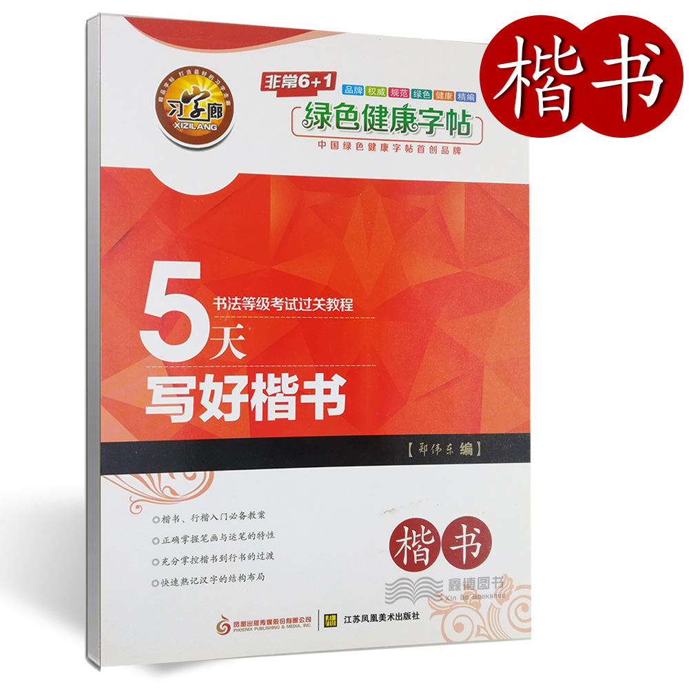 习字廊 5天写好楷书 书法等级考试过关教程 中小学生临摹带蒙纸字帖 正楷书写 书法楷书入门 笔画运笔 绿色健康字帖 非常6+1