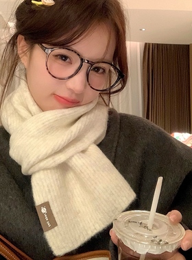 吴皮皮2025新款高级感小围巾女冬季韩系氛围感学生含羊毛围脖男士