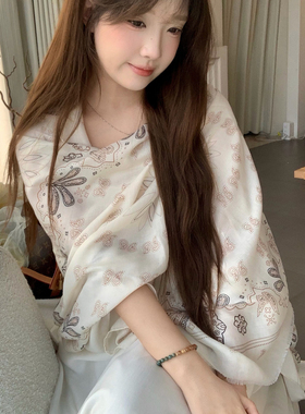 吴皮皮 腰果花薄款围巾夏防晒披肩女外搭春夏礼物度假旅游丝巾