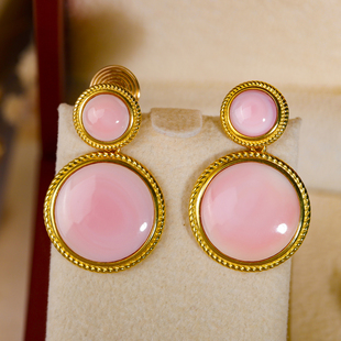 承悦 时尚大气显白皇后贝蚊香盘耳夹复古时尚纯银耳钉女王贝耳环