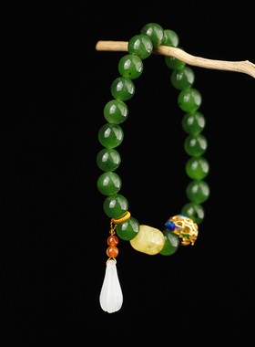 承悦精致水透波绿碧玉手串