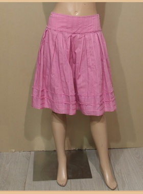 品牌样衣女装迪妮玫红色纯棉半身裙春夏款中裙休闲中裙超值特惠