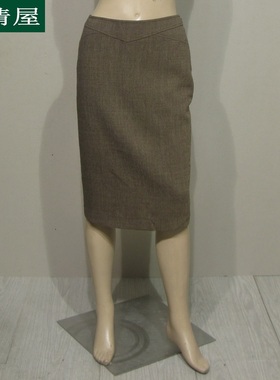 女装依兰ELANIE 花啡色羊毛混纺半身裙 秋冬季 专柜正品