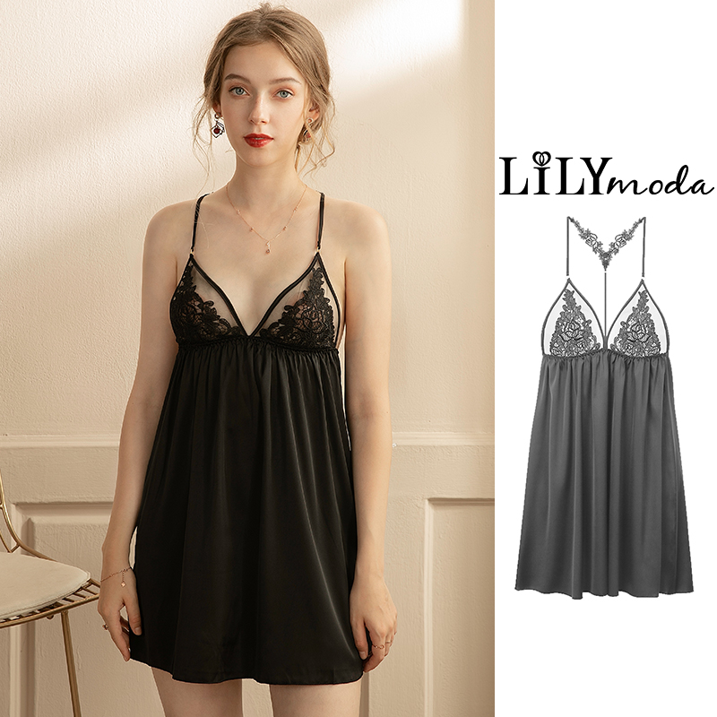 睡裙女夏薄款冰丝诱惑性感露背