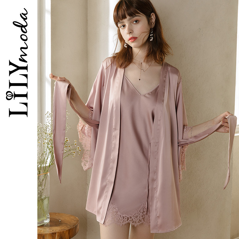 晨袍女新娘睡袍婚礼性感真丝睡裙夏季薄款性感结婚伴娘服浴袍套装,女士内衣/男士内衣/家居服,睡衣/家居服套装,淘宝优惠券,粉丝福利购,淘宝优惠卷