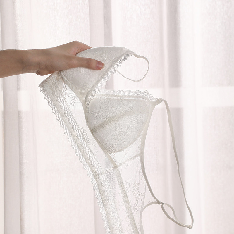 U型美背法式内衣小胸夏季薄款性感大露背女蕾丝三角杯无钢圈文胸