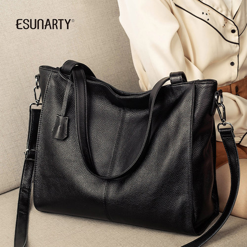 真皮女大包简约休闲大容量斜挎包