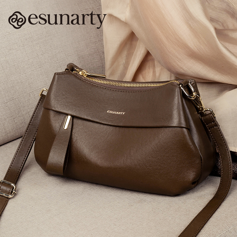 真皮枕头包大容量多层单肩斜挎包