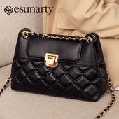 时尚 真皮斜挎包包女式 2026新款 菱格链条包女高级感轻奢单肩腋下包