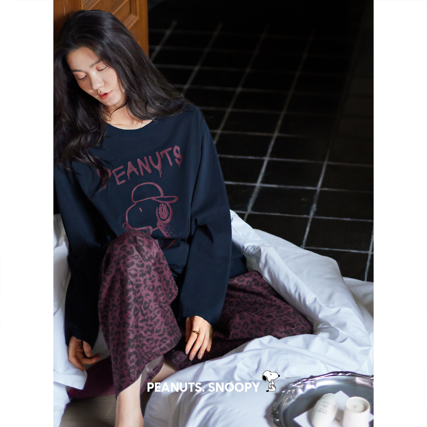 史努比睡衣女春秋莫代尔棉家居服