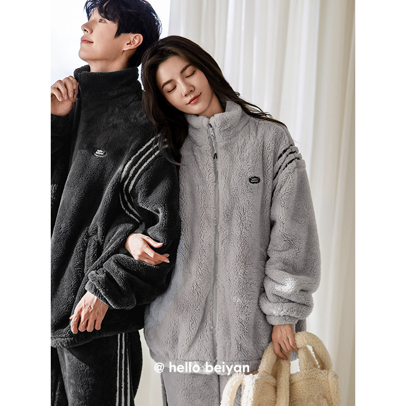 加厚珊瑚绒秋冬季情侣睡衣套装休闲简约风保暖法兰绒家居服男女款,女士内衣/男士内衣/家居服,睡衣/家居服套装,淘宝优惠券,粉丝福利购,淘宝优惠卷