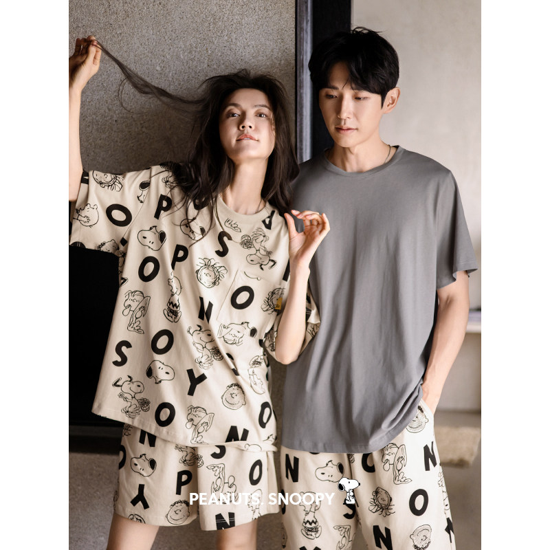 贝妍史努比情侣睡衣夏凉感莫代尔棉短袖短裤套装宽松男女款家居服,女士内衣/男士内衣/家居服,睡衣/家居服套装,淘宝优惠券,粉丝福利购,淘宝优惠卷