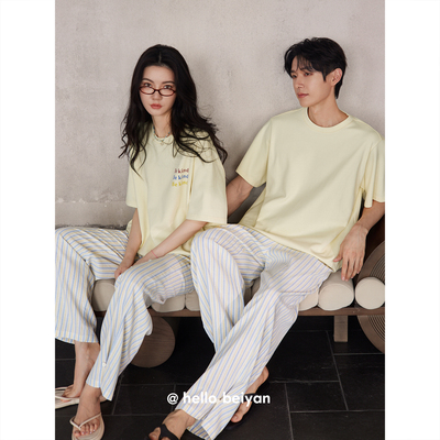 情侣睡衣夏季凉感莫代尔棉家居服