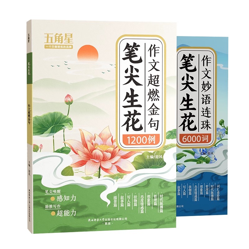 【抖音同款】笔尖生花作文超燃金句1200例 +作文妙语连珠6000词 五角星新版作文素材好词好句好段1-6年级写作方法素材技巧