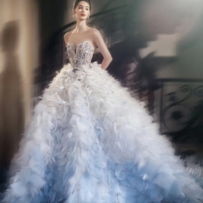 高定女童十岁生日重工晚礼服 钢琴主持人颁奖模特走秀舞台蓬蓬裙