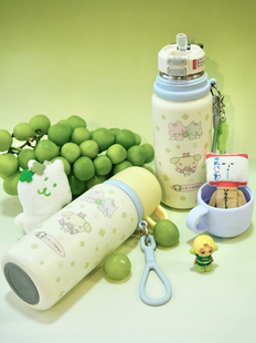 人类咸果酱原创杯盖保温杯不锈钢弹跳水杯一杯三饮可爱600mL