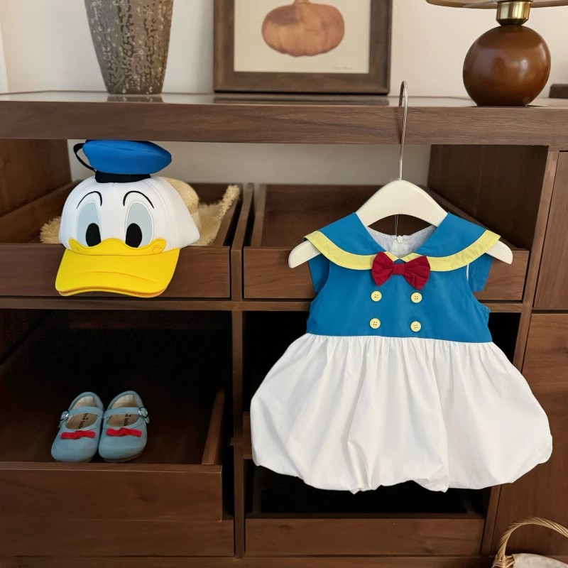 女宝宝夏季可爱卡通唐老鸭花苞裙