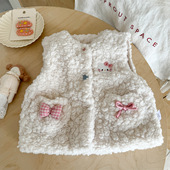 女童秋冬加绒马甲2026新款 洋气女宝宝外穿坎肩上衣儿童KT猫咪背心