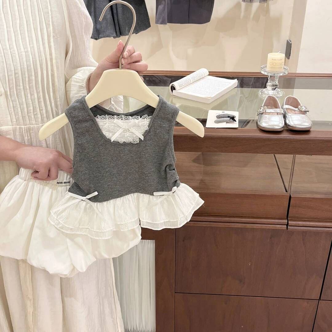 韩国女童夏季套装2026新款可爱公主风花苞裤背心裙短裤南瓜裤两件