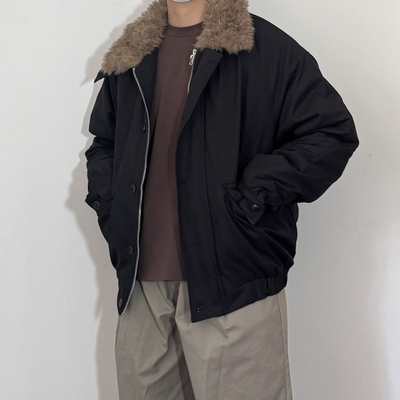 south life 秋冬日系工装复古羚羊毛领加厚棉衣外套男女保暖夹克