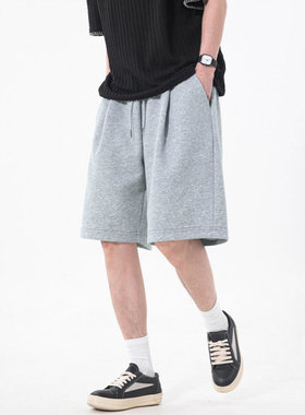 south life夏季休闲百搭卫裤男潮牌休闲短裤质感百搭灰色短裤直筒