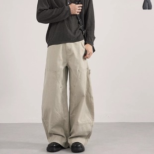 south life日系双膝伐木弯刀工装裤男女cleanfit通勤百搭休闲长裤