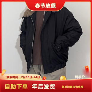 south life 秋冬日系工装复古羚羊毛领加厚棉衣外套男女保暖夹克