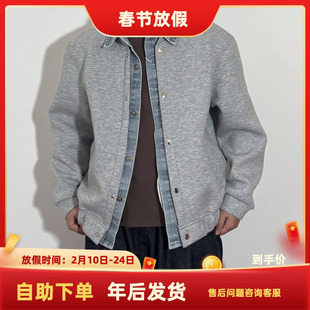 south life春秋复古假两件牛仔夹克卫衣外套男潮牌宽松上衣男女