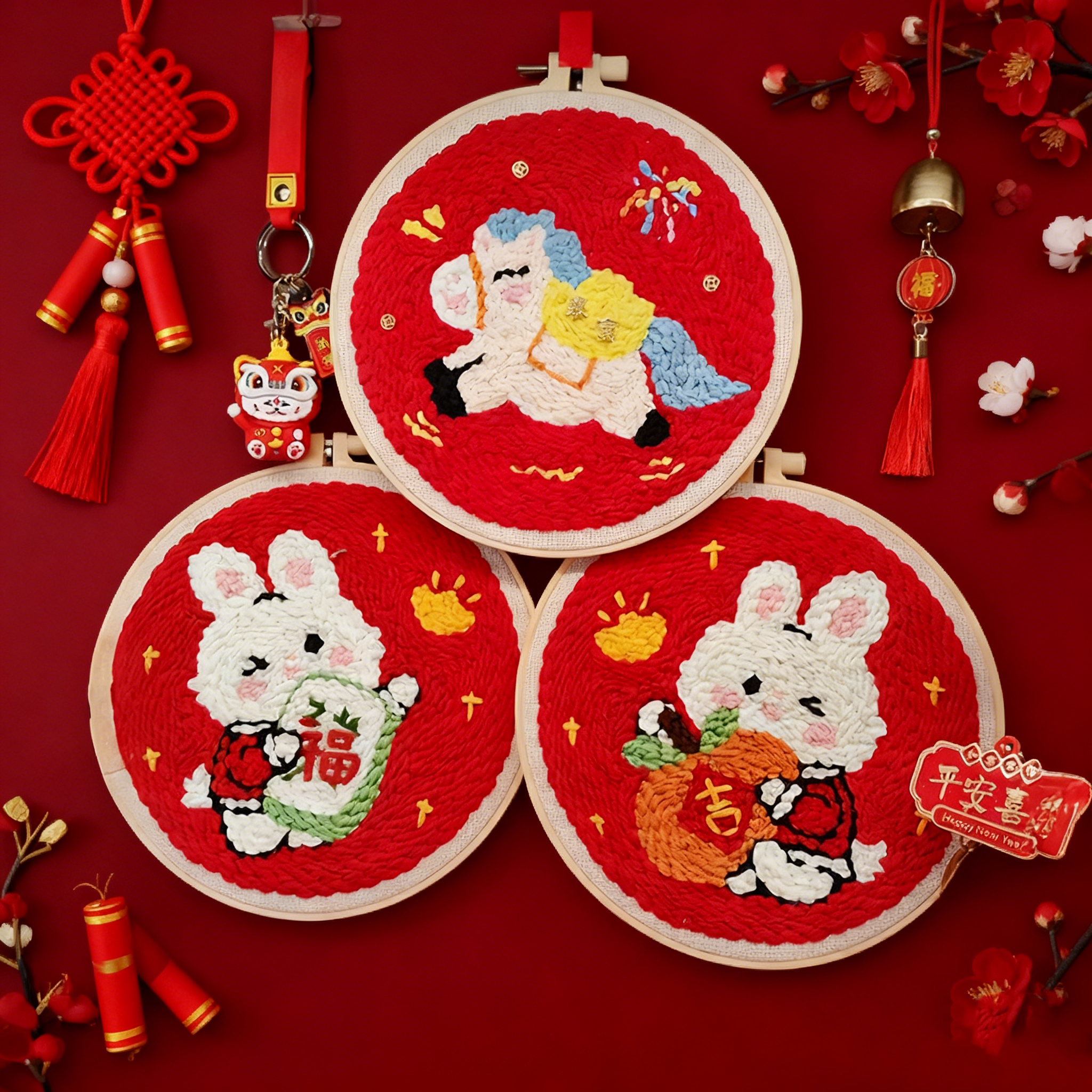 马上有钱戳戳绣手工diy材料包喜庆新年家居摆件挂件装饰送朋友