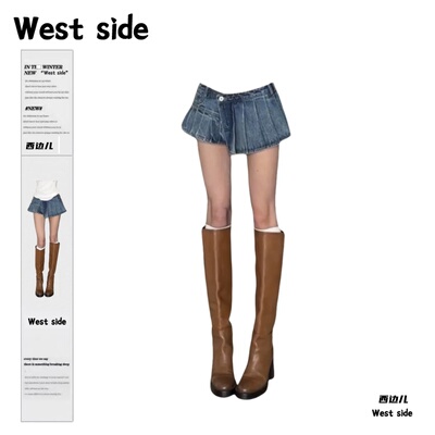 大码设计感美式复古牛仔裙